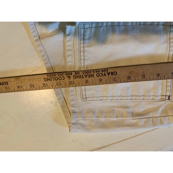 Beige Button Fly Boho Shorts brown thread High Waist 30" Pockets Casual Summer - Picture 6 of 8